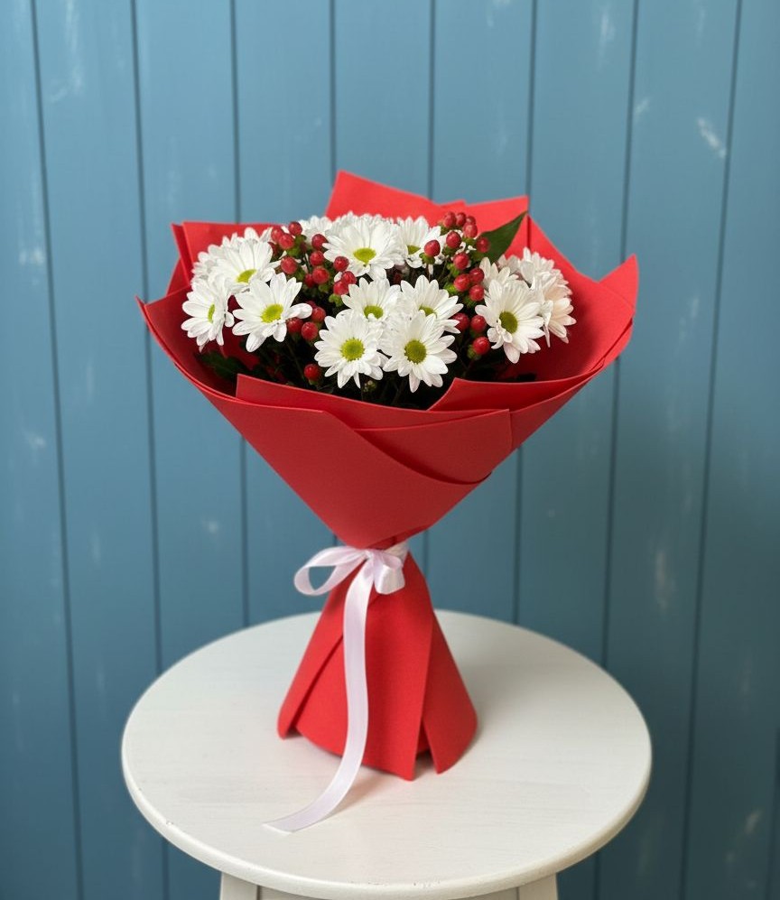 Букет цветов из: Хризантемы в Стекольный