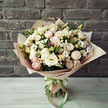 Букет цветов из:  Альстромерии, Розы и Хризантемы #REPLACE_PRED# Стекольный