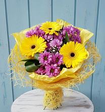 Букет цветов из:  Хризантемы и Герберы #REPLACE_PRED# Стекольный