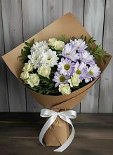 Букет цветов из:  Хризантемы и Розы #REPLACE_PRED# Стекольный