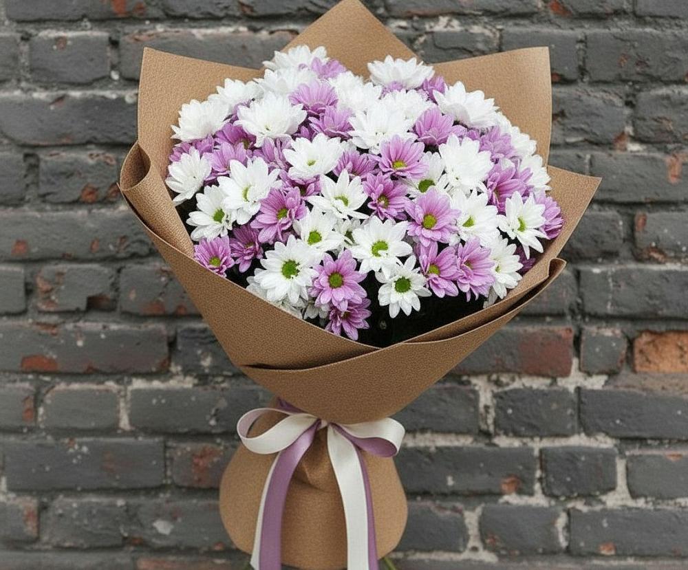 Букет цветов из: Хризантемы в Стекольный