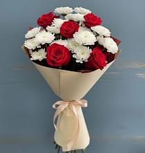 Букет цветов из:  Розы и Хризантемы #REPLACE_PRED# Стекольный
