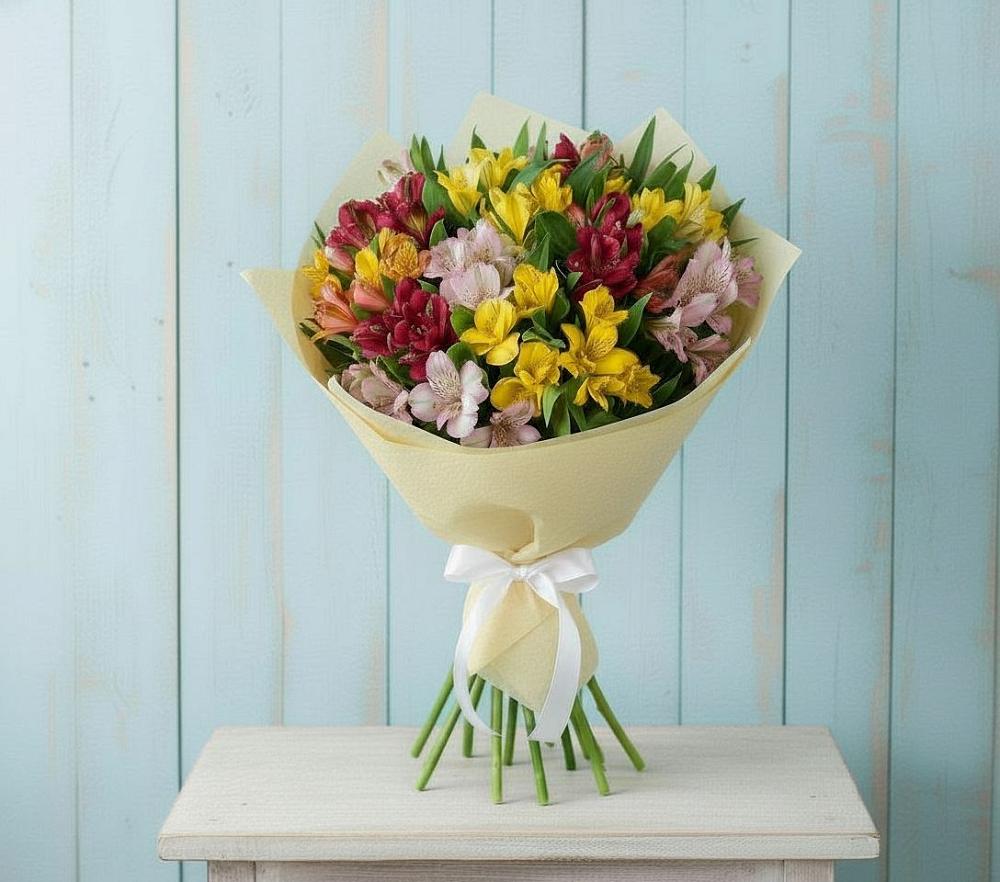 Букет цветов из: Альстромерии в Стекольный